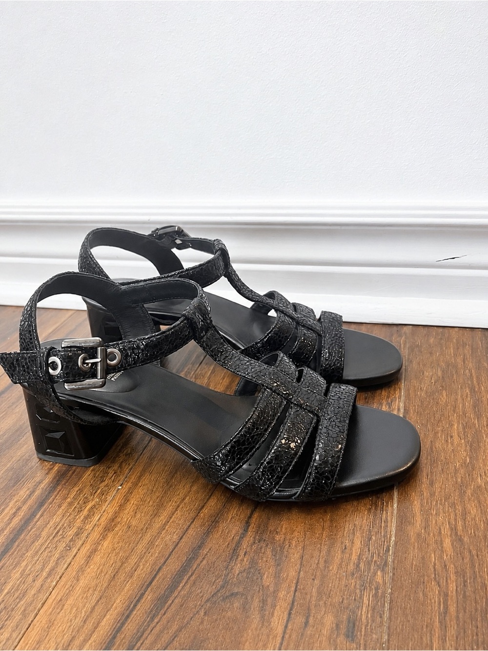 GEOX Respira Women’s Black Leather Sandals – Size 39 (US 8.5)
